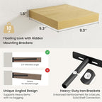 Fun Memories Rustic Wood Floating Shelves for Wall, Space-Saving Wall Mounted Shelves for Bathroom, Bedroom, Living Room and 