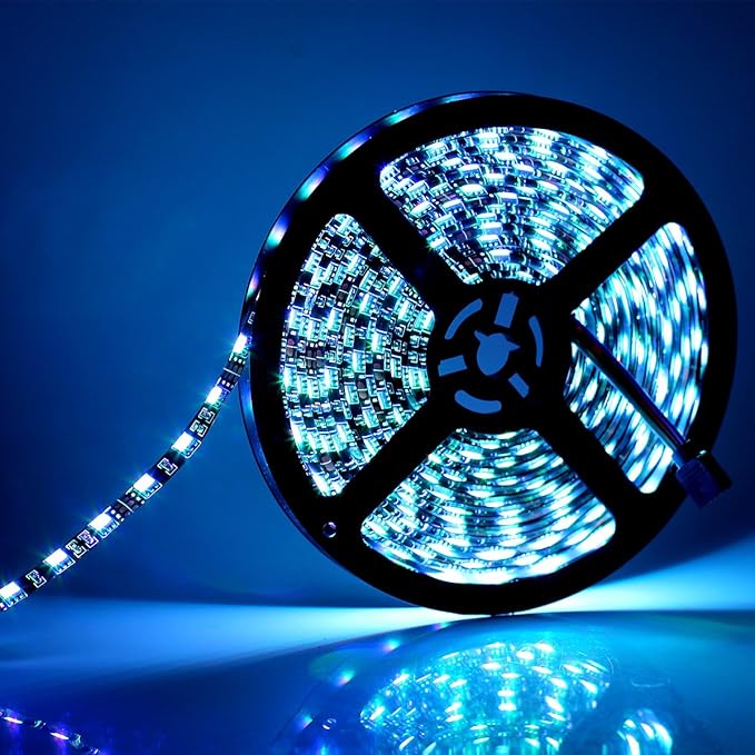 SUPERNIGHT LED Strip Lights, 16.4FT 5M SMD 5050 Waterproof 300LEDs RGB Color Changing Flexible LED Light Strip for Bedroom, TV Back Lighting, Christmas, Valentine's Day (Black PCB)