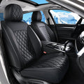 Huidasource Front Seat Covers, Car Seat Covers Front Seats Nappa Leather, Side Elastic Fabric, Compatible with Airbags, Seat 