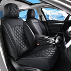 Huidasource Front Seat Covers, Car Seat Covers Front Seats Nappa Leather, Side Elastic Fabric, Compatible with Airbags, Seat 