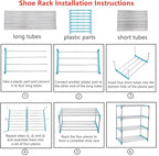 4-Tier Stackable Small Shoe Rack, Lightweight Shoe Shelf Storage Organizer for Entryway, Hallway and Closet (Blue)