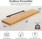 Floating Shelves for Wall, 9.3" Deep Wall Mounted Wood Shelves for Bathroom, Bedroom, Living Room, Kitchen, Hanging Shelf for