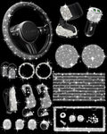 Belinous 27 PCs Bling Car Accessories for Women, Girl Car Accessories for Interior, Bling Steering Wheel Cover 14.5-15in, Bling License Plate Frame, Bling Phone Holder, Cup Coasters (Silver Diamond)