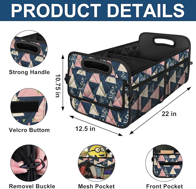 Deosk Trunk Organzier and Storage with 6 Big Pocket,Car Accessories for Women/Men 50L Waterproof Polyester for