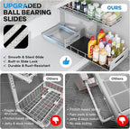 Under Sink Organizer Upgrade To Professional Rails,2-Tier Dual Pull Out Cabinet Storage,Height Adjustable Slide Out Drawers F