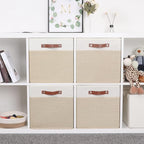 Temary Cube Storage Bins 13 Inch Fabric Storage Cubes Storage Baskets for Shelves Closet Baskets for Cube Storage with Leathe