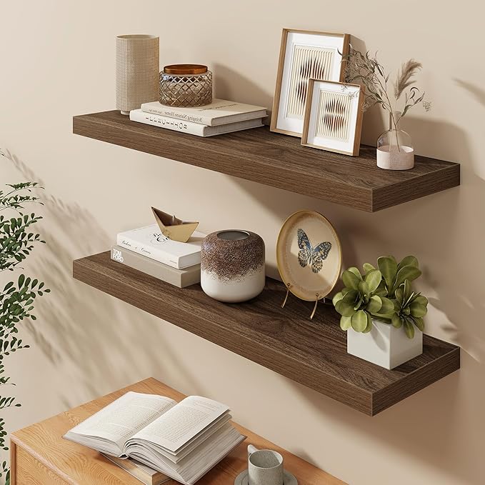 40"W x 9.3"D Floating Shelves for Wall, Wall Mounted Bathroom Shelves 2 Pack Deep Floating Shelf for Bedroom Kitchen Living R
