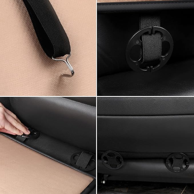 Sanwom Universal Front Leather Car Seat Covers Black 2 Pcs Luxury Seat Covers, Anti-Slip Waterproof Auto Driver Cushions Fit 