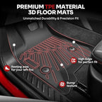 Powerty Floor Mats for 2023-2025 2026 Chevy Colorado/GMC Canyon Accessories, All Weather Car Liners TPE Truck Mats, 1st & 2nd Row Black