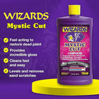 Wizards Mystic Cut Smart Abrasive for Auto Detailing Supplies - No Mess Scratch Remover for Vehicles - Water Based Cutting Compound - Removes Swirls, Defects, Fading, Water Spots - 32 oz