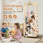 Stuffed Animal Storage Zoo Tower,56In Wooden Large Stuffed Animal Holder Organizer with Wheels,Stuffy Plushies Storage with E