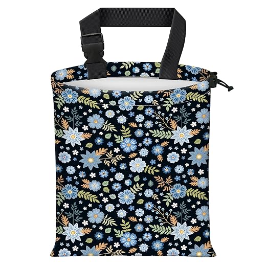 Car Trash Bag Large Hanging Can for Back of Seat, Cute Waterproof Car Garbage Bag for Vehicle, Travelling, Outdoor Cute Blue Floral
