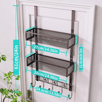 HapiRm Over The Door Hanger with Coat Hooks and 2 Baskets, Rustproof & Waterproof Over The Door Hooks, Storage Organizer for 