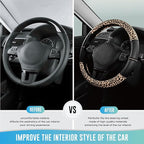 Road Comforts Leopard Steering Wheel Cover - Made with PVC Leather Cheetah Print - Anti-Slip, Universal Fit 14 1/2 inches to 