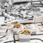 Goodpick Woven Storage Basket, Cotton Rope Baskets for Organizing, Closet Storage Bins with Handles, Small Laundry Basket for