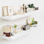 Vivelove White Floating Shelves 36 Inches Long, Wall Display Shelves with Invisible Brackets, for Bathroom Living Room Kitche