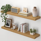 Heimlove Floating Shelves for Wall 32 Inch,Mounted Storage Wood Shelves with Invisible Brackets Hanging Shelf for Bedroom Liv