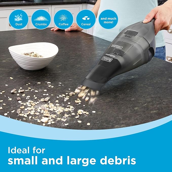 BLACK+DECKER dustbuster Handheld Vacuum, 8V Cordless, Hand Vacuum for Quick Cleanup with Crevice Tool and Washable Filter (HN
