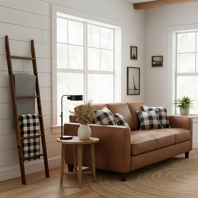 Blanket Ladder for Living Room 6-Tier, Wooden Decorative Quilt Holder for Bed Room, Wall-Leaning Towel Rack for Bathroom, Dec