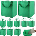NERUB Set of 10 Reusable Grocery Bags Heavy Duty Shopping Bags Large Grocery Totes with Reinforced Bottom Super Sturdy Handles, Green