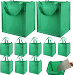 NERUB Set of 10 Reusable Grocery Bags Heavy Duty Shopping Bags Large Grocery Totes with Reinforced Bottom Super Sturdy Handles, Green
