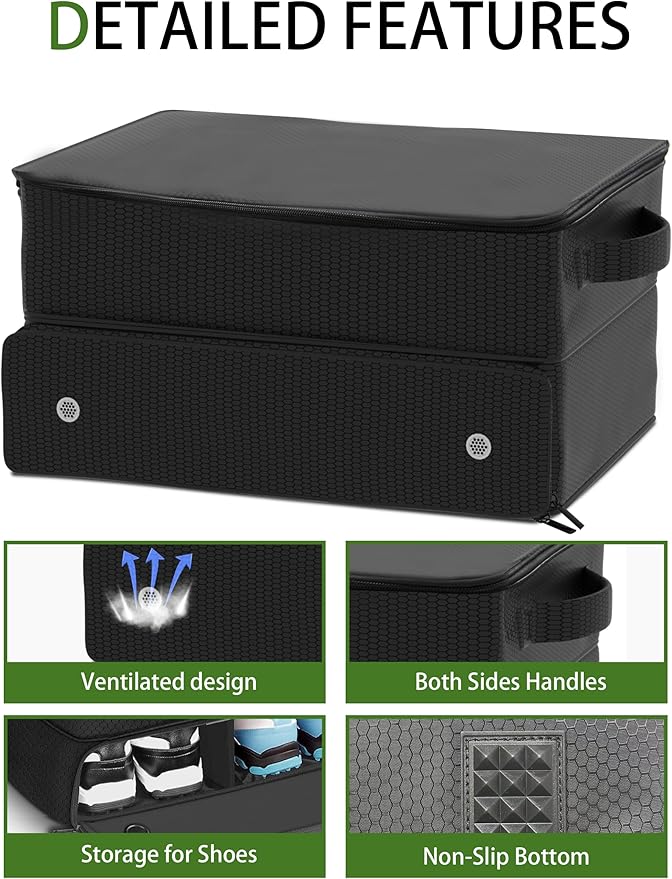 CAMPLAND 2 Layer Trunk Organizer, Waterproof Car Locker for 2 Pair Shoes, Durable Trunk Storage for Balls, Tees, Clothes,