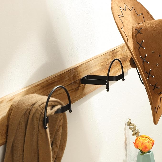 Taozun 4pcs Cowboy Hat Rack for Wall, Hat Holders for Storage and Display, Drilling Metal Cowboy Hat Hanger