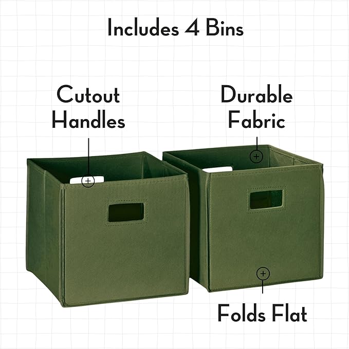RiverRidge Folding Storage Bins with Handles Olive Cube Storage Organizer for Closet, Bedroom & Playroom - Closet Organizers 