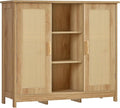 Iwell Rattan Storage Cabinet with 4 Adjustable Shelves, Coffee Bar Cabinet, Sideboard Buffet for Kitchen, Living Room, Entryw