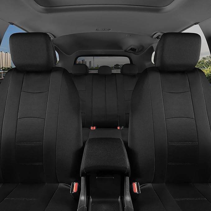 BDK carXS Seat Covers for Cars, Black Two-Tone with Matching Back Seat Cover, Made to Fit Most Auto Truck Van SUV, Interior C