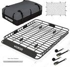 WILDROAD Roof Rack Cargo Basket, Upgraded 4” Fence Wide Car Roof Basket Combo, 64"x 50"x 4" Universal Roof Cargo Carrier Basket with Cargo Bag, Cargo Net and Ratchet Straps Fits for SUV Truck Cars