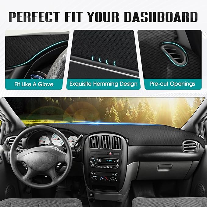 FIILINES Dash Cover for 2001-2007 Dodge Caravan/Grand Caravan, Dashboard Mat Accessories Dash Cover Sunshade Nonslip Mesh Pro