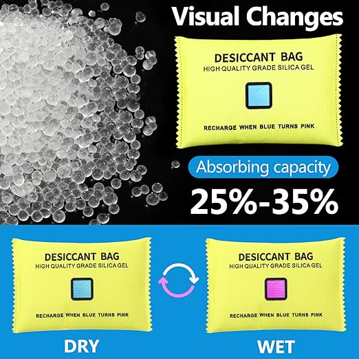 15 Pack 200 g Rechargeable Desiccant Packs Silica Gel Desiccant Moisture Absorbing Bag for Storage Reusable Car