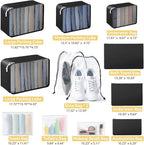 All-in-One 22 Pcs Packing Cubes for Travel Essentials –Includes Cubes,toothbrush covers，Silicone Bottle Cover,zipper bags, Ma