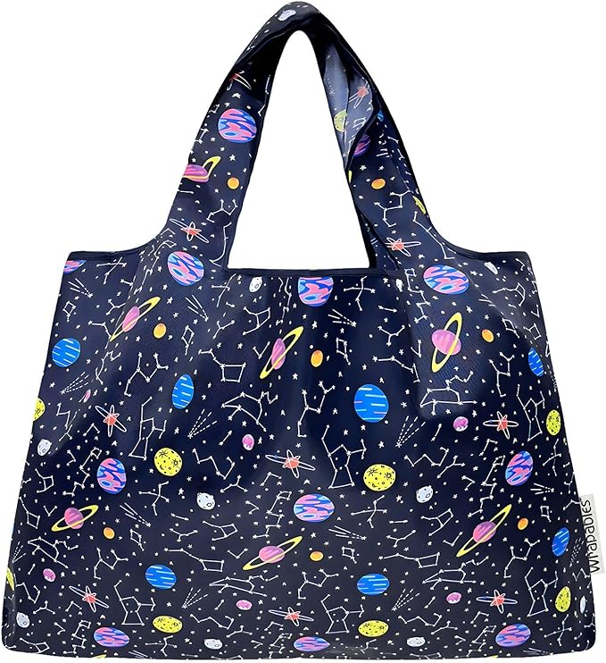 allydrew Large Foldable Tote Nylon Reusable Grocery Bags, 6 Pack