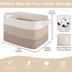 OIASKET Storage Baskets for Organizing, Woven Baskets for Shelves, Rectangle Decorative Organizer for Storage Clothes, Toy, B