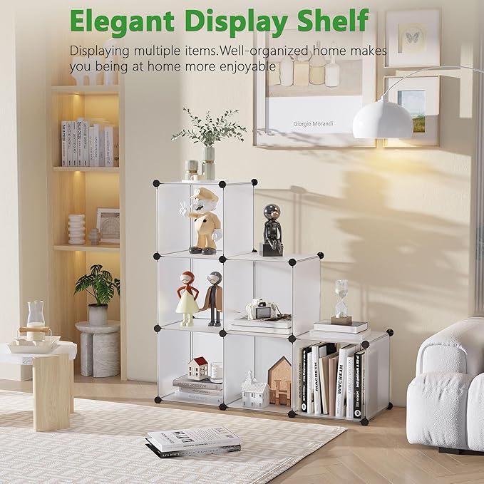 C&AHOME Cube Storage Organizer, 6-Cube Shelves Units, Closet Cabinet, DIY Plastic Modular Book Shelf, Ideal for Bedroom, Livi