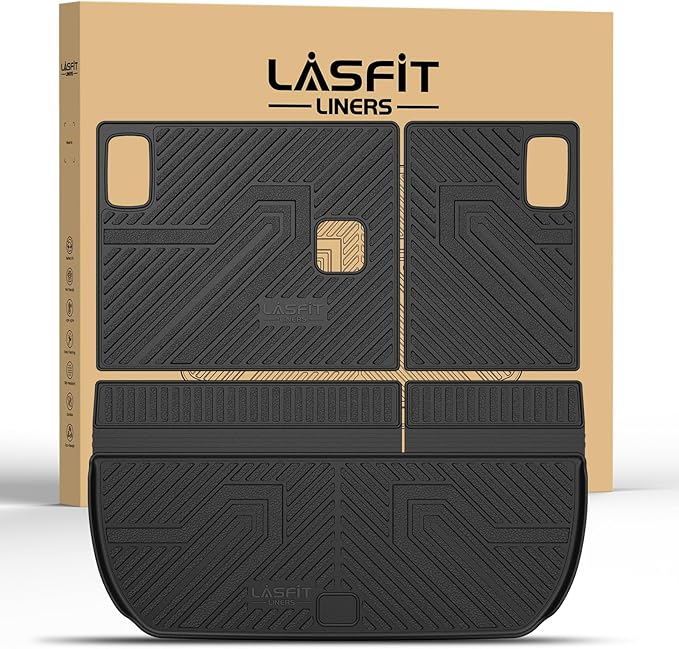 LASFIT Trunk Mat with Backrest Mat for Chevrolet Chevy Traverse 2009-2017/Buick Enclave 2008-2017, All Weather TPE Custom Fit Cargo Mat Trunk Liner with Backrest Mat, Black