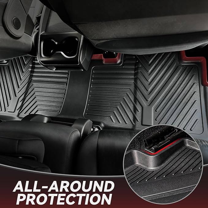 YITAMOTOR Floor Mats Compatible with Toyota 4Runner 2013-2024 & 2014-2023 Lexus GX460, Custom Fit Floor Liners 1st & 2nd Row All Weather Rubber Automotive Mats, Black
