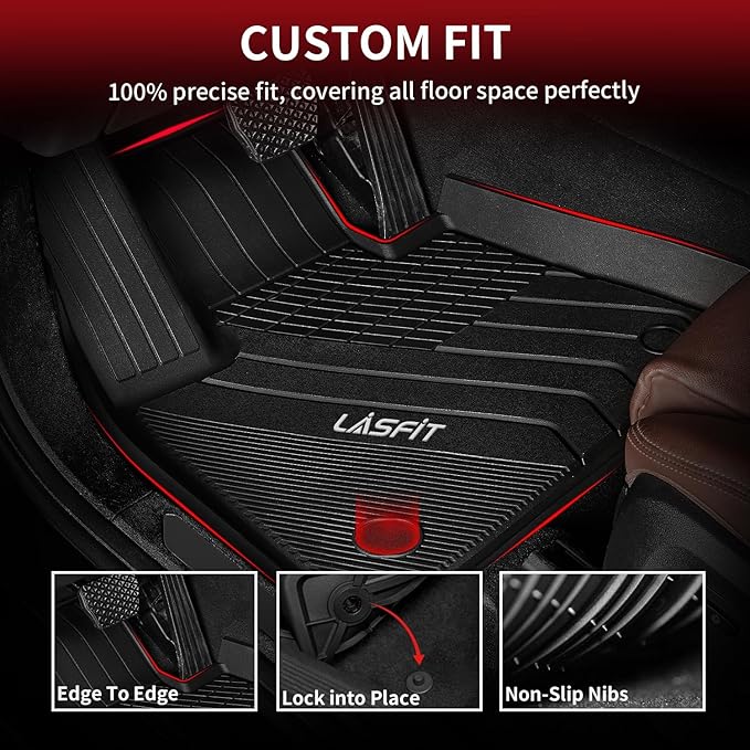 LASFIT Floor Mats Fit for 2020-2025 2026 BMW X6 G06 M M50i M60i sDrive40i xDrive40i, Custom Fit TPE All Weather Waterproof Floor Liners Front & Rear Rows Car Mat, Black