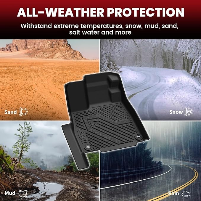 LASFIT Floor Mats & Cargo Mat for Honda Passport 2026, All Weather TPE Custom Fit Passport Floor Liner Accessories, 1st & 2nd Row & Trunk Mat with Backrest Mat Full Set, Black