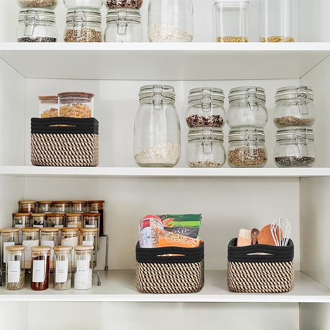 Goodpick Storage Baskets, Small Baskets for Organizing Gift Basket Empty Woven Rope Basket for Shelves Closet Organizer Bins 