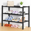 Smiry Shoe Rack, 3 Tier Thick Bamboo Shoe Organizer, Stackable Free Standing Wooden Shoe Storage Shelf for Closet, Entryway, 