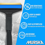 Ice Scraper Long Handle 2 Pack Car Ice Scraper Brass Blade 14,5 inch Ice Scraper for Car Snow Scraper Ice Scrapers for Car Windshield Original Murska Europe (2-Pack L&P A055 Black Blue)