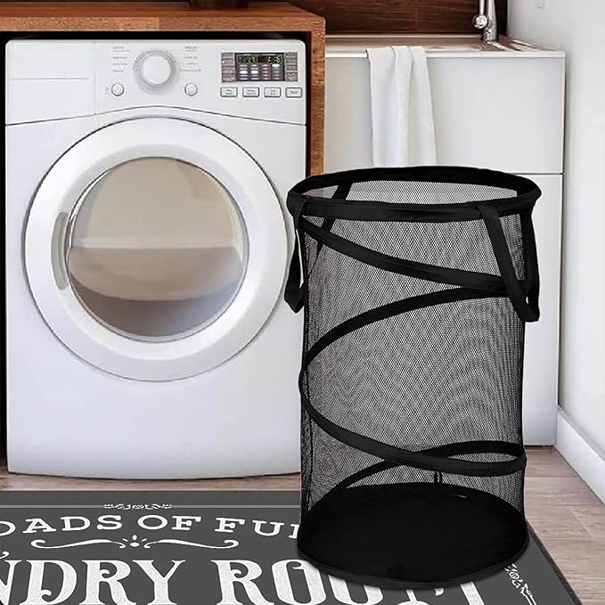 BATTOO 2 Pack Large Collapsible Laundry Basket Foldable Mesh Pop Up Hamper with Handles for Laundry Room, Bathroom, Kids Room