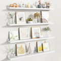 Fun Memories Picture Ledge Shelf, White Floating Shelves Set of 4, 36 Inch Picture Shelves for Wall with Ledge, Large Nursery