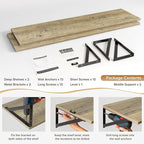 Deep Floating Shelves Wall Mounted, 48"x12" Gray Wall Shelves with Brackets Set of 2 for Bedroom, Living Room, Bathroom, Kitc