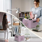 Purple Christian Foldable Basket Storage Bins Box with Handles, God Says You Are Bible Verse Butterfly Collapsible Organizer 