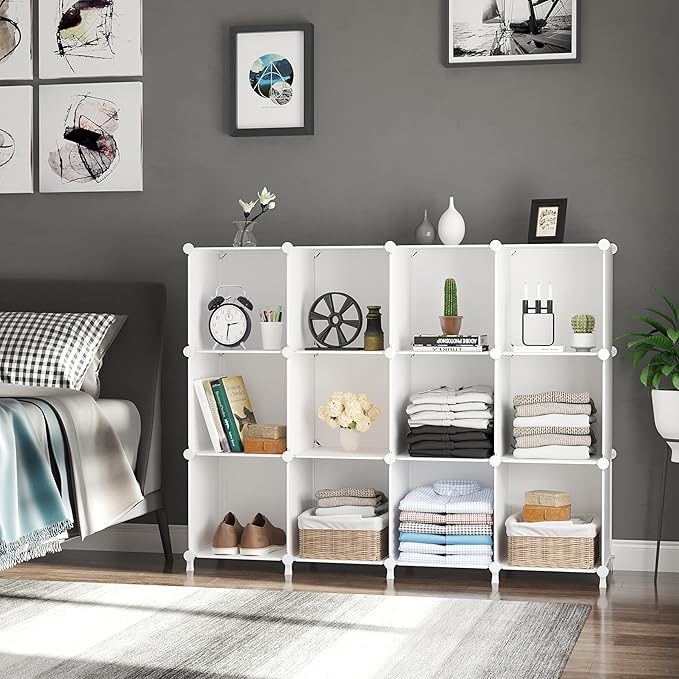 AWTATOS 8 Cube Storage Organizer, Closet Organizer Storage Shelf, Bookcase Bookshelf, DIY Stackable Storage Cubes Shelves for