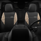 CAR PASS Leather Leopard Two Front Seat Cover Only, Universal Quilting Waterproof Deluxe PU Premium Vinyl Luxury Car Seat Cov